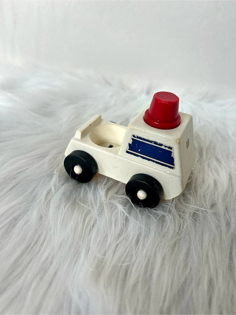 Vintage Fisher Price Little People Toy Vehicle in White & Red